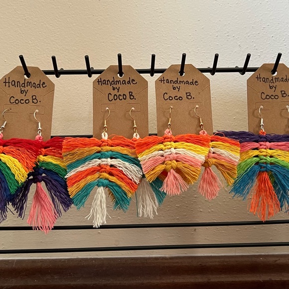 Handmade Macrame Fringe Earrings - Picture 1 of 4